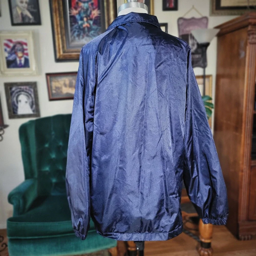 Y2K Blue Retro Windbreaker Jacket Vintage MAXX Sportswear Navy Men's Large‎